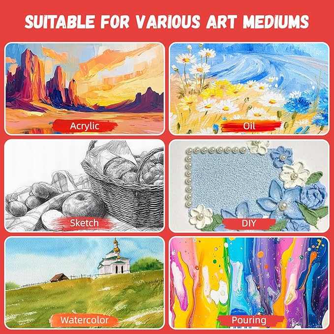 Simetufy 100 Pack 8x10 Bulk Canvas Boards for Painting Value Pack Small Flat Canvas Panels 100% Cotton for Gouache Watercolor Acrylic Oil Paint, for Art Class & Party