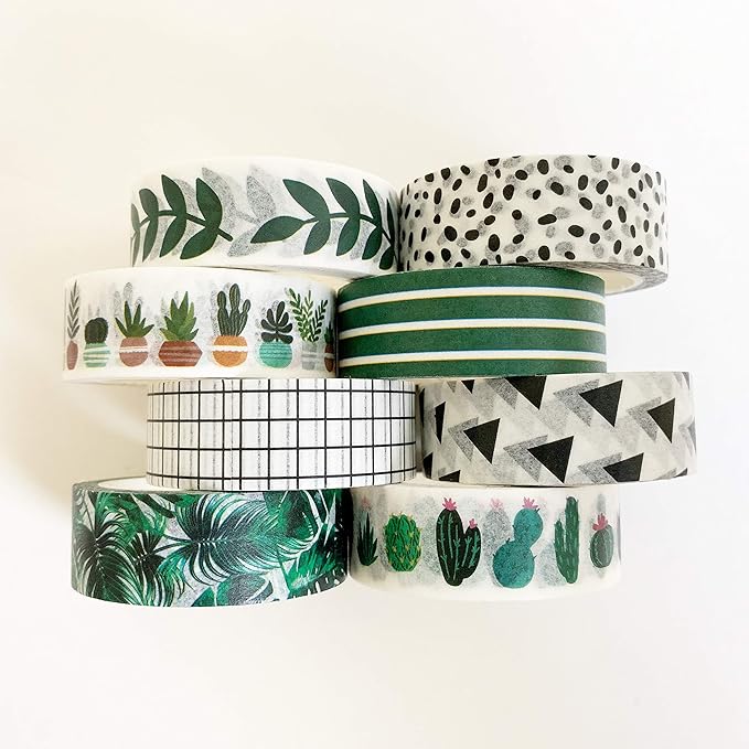 ZYNSHE Washi Tape Set of 16 Rolls of 15 mm Wide Cute Decorative Washi Tape for Journaling, Scrapbook, Washy Crafts, Bullet Journals, Planners, DIY Décor, Gift Wrapping, Craft Supplies (Meadow)