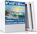 Stretched Canvases for Painting, 8 Packs 9X12 Inch Canvases for Acrylics,Oils & Other Painting Media, 5/8 Inch Profile 100% Cotton Primed Artist Framed Canvas