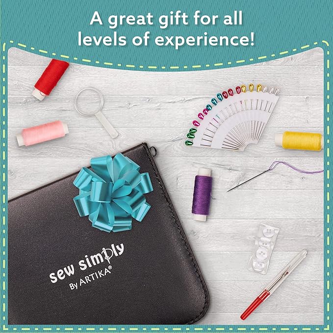 ARTIKA Sewing Kit for Adults and Kids (94 PCS) - Small Beginner Set w/Multicolor Thread, Needles, Scissors, Thimble & Clips - Emergency Repair and Travel Kits - Sewing Accessories and Supplies