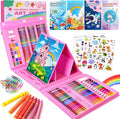 Art Supplies 332 Piece Drawing Art Kit Gifts for Girls Boys Kids Teens Gifts Art Set Case with Double Sided Trifold Easel, Stickers, Sketch Paper, Coloring Book, Pastels, Crayons, Pencils (Pink)