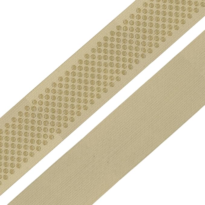Mandala Crafts 2 Inch Elastic Silicone Gripper Tape for Clothing - 5 Yds Dotted Non Slip Elastic Band for Sewing - Beige Silicone Flat Fabric Stretchy Ribbon Straps