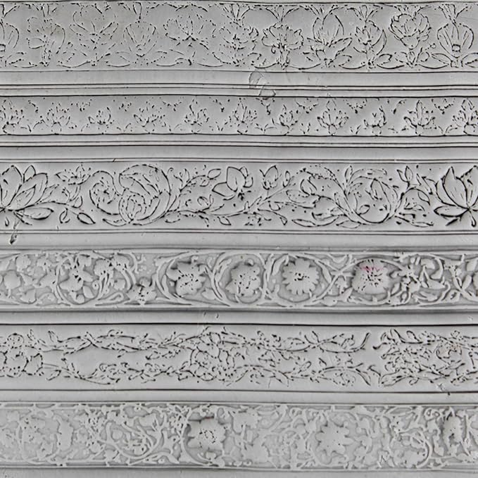 Garden Reverie Collection 4-Pack Clay Texture Rollers (4") - Seamless Border Set #01 - Embossing Pattern Rollers for Polymer & Ceramic Clay, Pottery & Crafts