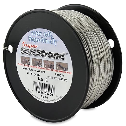 Super Softstrand, Vinyl-Coated Stranded Stainless Steel Picture Wrapping Wire, Size #3, 20 lb / 9 kg, 1125 ft / 343 m
