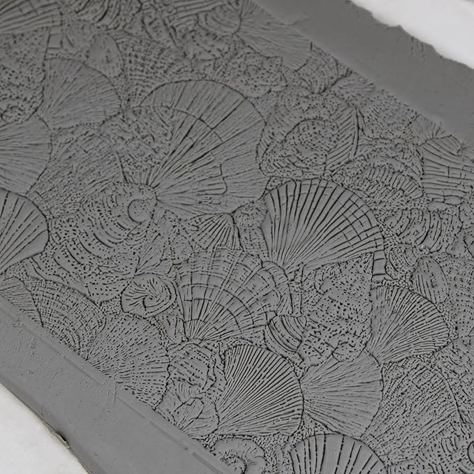 Conch Chorus Clay Texture Roller (4") - Seamless Ocean Set #01 - Embossing Pattern Roller for Polymer & Ceramic Clay, Pottery & Crafts