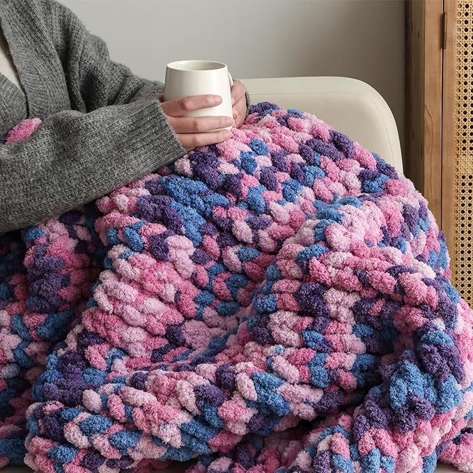 Jumbo Chunky Yarn for Hand Knitting - Super Thick Chenille Chunky Yarn for Crocheting - Extra Soft Bulky Fluffy Blanket Big Yarns 8 Jumbo Pack (27yds,8 oz Each Skein)