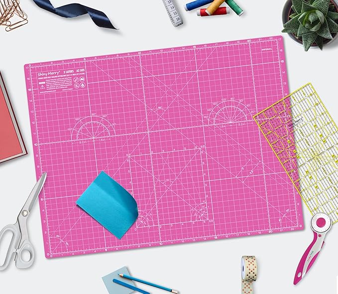 Self Healing Cutting Mat A2 18"x24" – Double Sided 5-Ply Craft Mat for Sewing, Quilting, Fabric, Scrapbooking – Pink/Purple