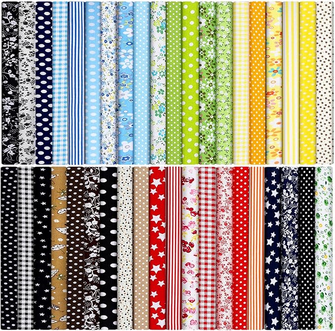 40 Pcs 10 x 10 Inches Cotton Fabric Bundle Squares Precut Fabric Squares Multi Color Floral Fat Sheets for Craft DIY Quilting Sewing(Simple Patterns)