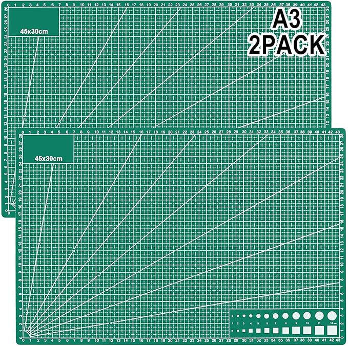 2 PCS Self Healing Cutting Mat 12" x 18": Sewing Rotary Cutting Mat for Crafts and Fabric Sewing Scrapbooking Quilting and Precision Cutting (2, Green)