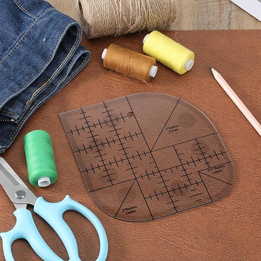 Thinp Curved Corner Cutter Ruler, Fabric Templates for Sewing Acrylic Sewing Patchwork Ruler Quilting Templates for DIY Sewings Accessories Multifunctional Tool (Transparent)