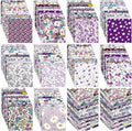 Kinlop 600 Pcs 4 x 4 Inch Cotton Fabric Square Precut Quilting Squares Printed Floral Patchwork Fabric Bundles for DIY Craft Sewing Clothing Accessory(Purple)