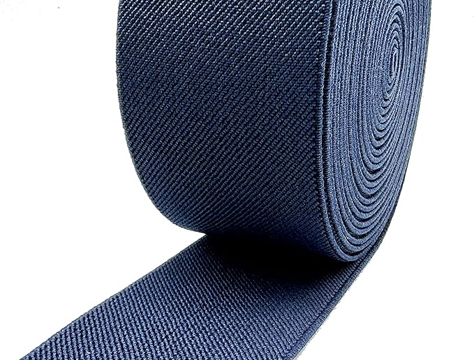 Dortrue 2 Inch 5 Yards Navy Blue Sewing Elastic Band Heavy Stretch High Elasticity Elastic Spool for Sewing Pants Waistband, Straps, Craft DIY Projects