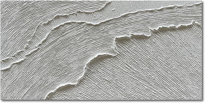 NANKAI Art 30x60 Inches Thick Texture White Abstract Oil Painting Thick Texture Beach Wave Landscape Oil Painting Family Wall Decorative Art Oil Painting