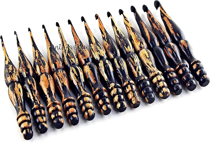 13-Piece Wooden Crochet Hook Set – Sizes 3.5mm to 12mm, Smooth Handmade Bamboo Crochet Hooks for Yarn, Ergonomic Lightweight Knitting & Crochet Tools for Beginners & Experts