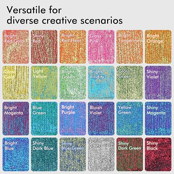 24 Colors Retractable Glitter Gel Pens, Large Capacity Metallic Sparkle Gel Ink Pens &1.0 mm Fine Tip, Colored Glitter Pens for Adult Coloring Book Drawing Note Taking Writing Doodling