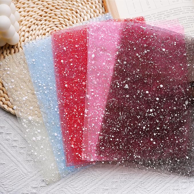 A5 Size Colorful Textured Fabric Art Paper And Textured Fabric Mesh. 10PCS For Handicraft Production, Junk Journaling Supplies, Card Making, Collage Art Decoration(snowy mesh)
