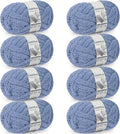 Chunky Yarn for Hand Knitting - #10 Chunky Chenille Yarn, Jumbo Big Thick Chunky Yarns for Crocheting, Super Bulky Chunky Knit Blanket Yarns, 8 Skein (25 yds 8 oz Each Skein), Blue Gray