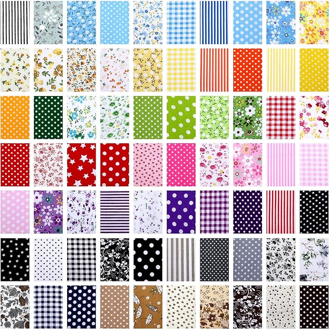 Oudain 100 Pcs 10 x 10 Inch Cotton Fabric Squares Multicolor Precut Quilting Fabric Bundles Floral Patchwork Materials for Holiday DIY Craft Cloths Handmade Sewing Scrapbooking