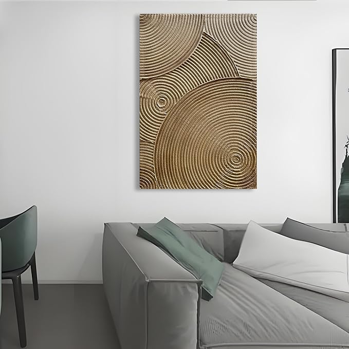 36x24 inch Hand Painted Modern Abstract Oil Painting Gold Thick Texture Wall Art Home Decor