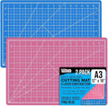 U.S. Art Supply 12" x 18" Self-Healing Cutting Mat 5-Ply (2 Pack) - Double-Sided Pink/Blue Craft Mat, Non-Slip Cutting Mats for Crafts, Sewing, Quilting, Scrapbooking