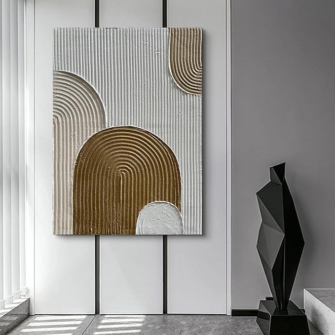 Abstract Oil Painting, 40x28 Inches, Brown and White, Textured, Hand Painted, Wall Mounted, Living Room, Bedroom, Kitchen, Office Decor