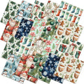 Hahafelt 10 Pcs Watercolor Christmas Quilting Fabric Bundles 20 x 20 Inch Xmas Santa Claus Gingerbread Man Snowflake Fat Squares Quarters Fabric by The Yard Patchwork for Craft Sewing DIY Decor