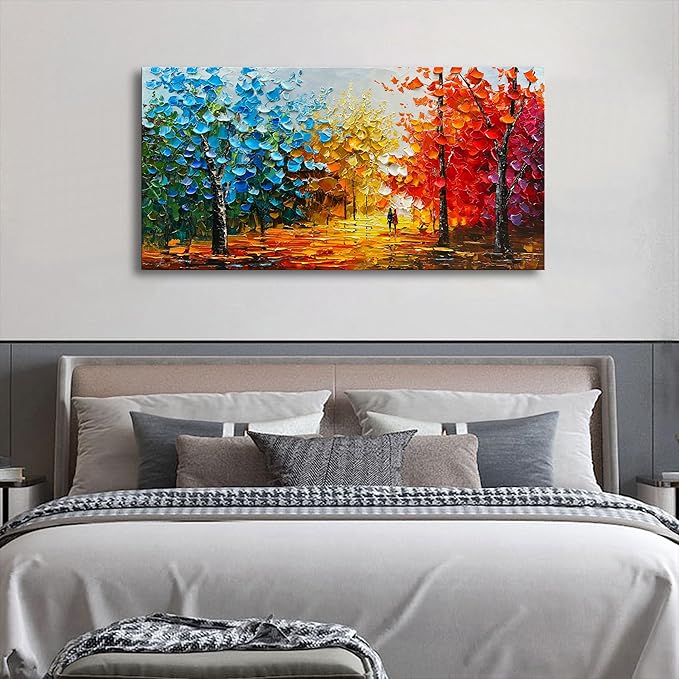 Natural Landscape Romantic Theme Modern Abstract Oil Painting Large Canvas Wall Decoration Art 24x48 Inches
