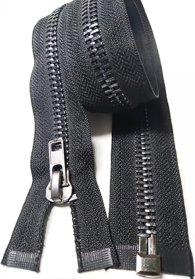 Leekayer #10 25 Inch Separating Jacket Zipper Black Nickel 63.5 cm Metal Zipper for Sewing Crafts Dress Bag Coats Heavy Duty DIY Handmade Replacement Zippers (25" Nickel)