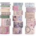 20 Rolls Vintage Washi Tape Set Retro Arts Adhesive Tapes Fleeting Monologue Decorative Masking Tape Sets for Craft, Kids, Scrapbook, DIY, Gift Wrapping (Charlie Chronicle)