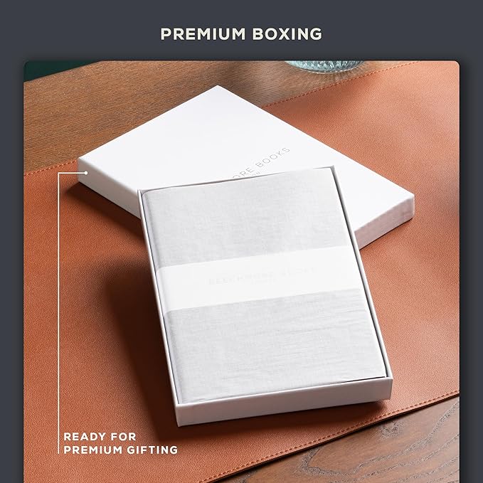 Beechmore Books A5 Sketchbook – 5.8x8.3 Premium Vegan Leather Bound Large Sketch Book Hardcover with 156 Thick 160gsm Perforated Ivory Pages, Blank Sketch Pad, Gift Boxed Back Pocket, Ribbon Bookmark