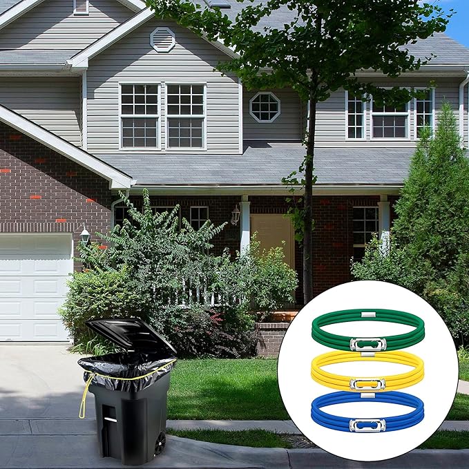 6 Pcs Large Rubber Bands for Trash Cans, Cord Lock Adjustable Garbage Can Bands Fits 40-96 Gallon Trash Cans, Multifunction Bungee Cords for Kitchen Home Office School Garbage