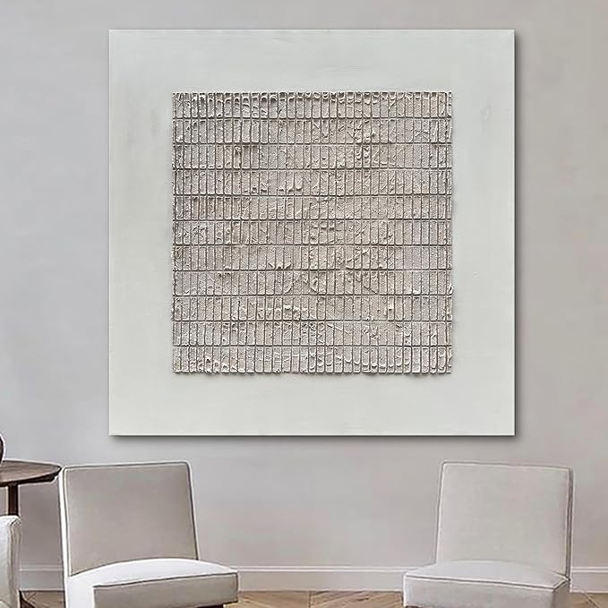 NANKAI Art White Texture Abstract Art Oil Painting 44x44 Inches Contemporary Minimalist Art Large Home Wall Decoration