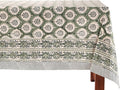 ATOSII Kari Green 100% Cotton Rectangle Boho Summer Tablecloth, Block Print Floral Table Cloth Linen for Dining, Parties, Wedding, Outdoors Home Decor 60 X 108 Inches I 8 Seater I