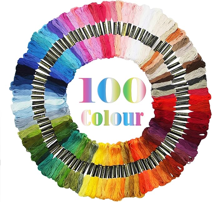 ATDAWN Rainbow Color Embroidery, Cross Stitch Threads, Bracelets, Crafts Floss, 100 Count