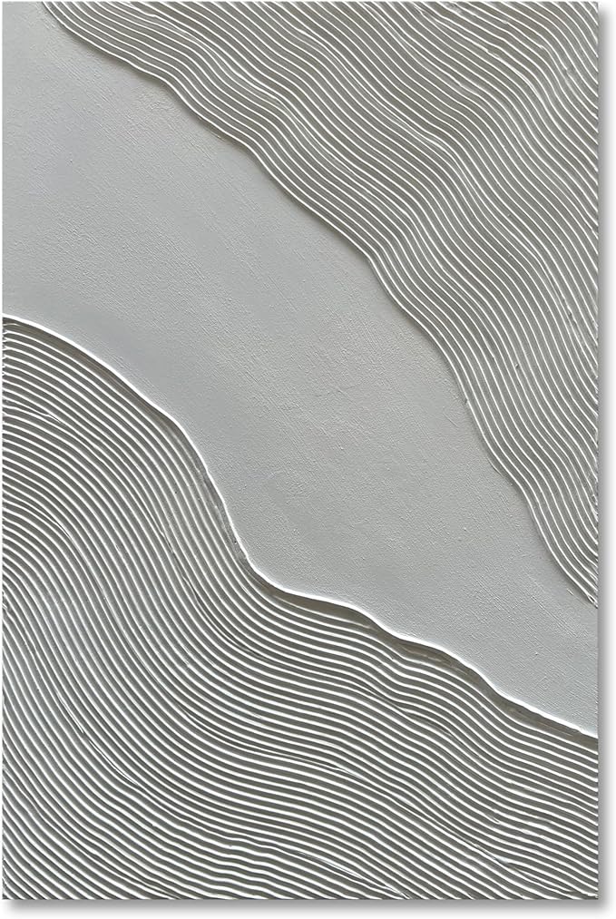 NANKAI Art Hand-Painted Modern Minimalist Abstract Art White Texture Oil Painting Large Home Wall Art Deco Oil Painting 45x30 inches