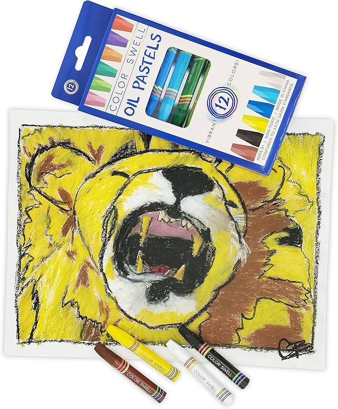 Color Swell Bulk 18 Packs - 12 Oil Pastels per Pack (216 Total) with Round Tips