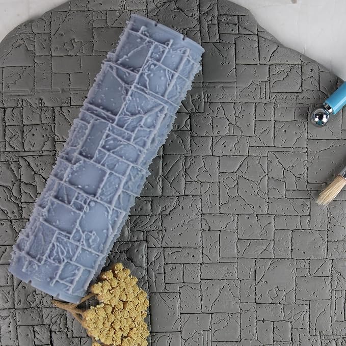 Bricks Clay Texture Roller (4") - Seamless Set #02 - Embossing Pattern Roller for Polymer & Ceramic Clay, Pottery & Crafts