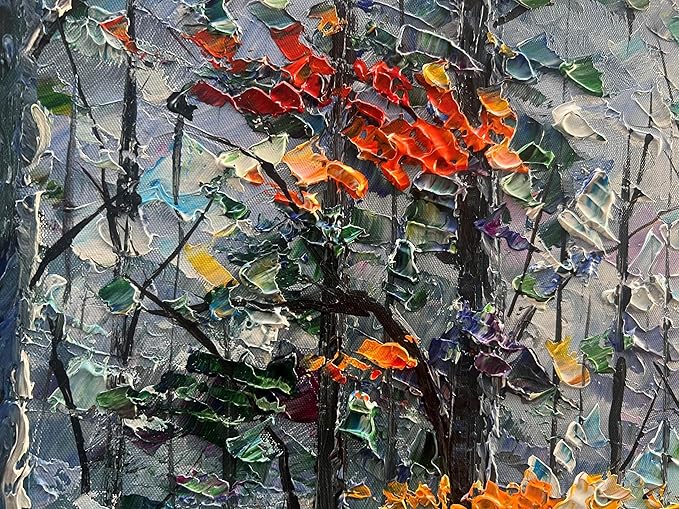 Art Hand Painted Forest Landscape Oil Painting Modern Abstract Art Home Wall Deco Art 24x48 inches