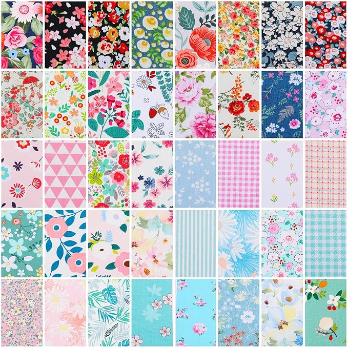 Tegeme 40 Pcs Jelly Fabric for Quilting, Japanese Cotton Patchwork Roll, Retro Floral Print Precut Fabric, Quilting Strips, 2.55 Inch Patchwork Roll for DIY Sewing Crafts (Fresh Style)