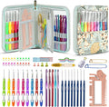 Looen 61Pcs Ergonomic Crochet Hooks Set, 22size (0.75mm-10mm), with Case for Arthritic Hands, Extra Long Crochet Needles, Nice Gift (Green)