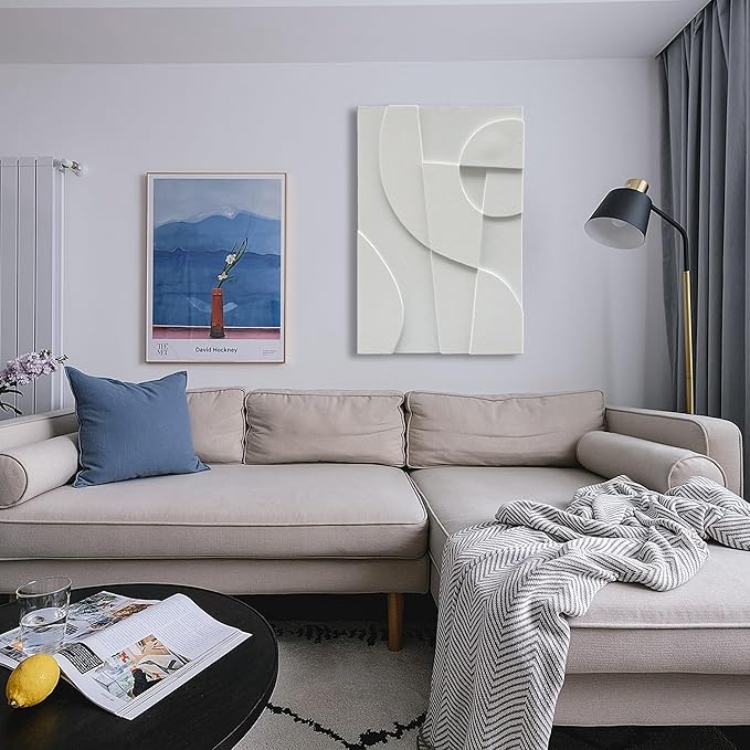 Art Hand-Painted White Abstract Texture Art Oil Painting 36x24 inch Modern Minimalist Art Canvas Wall Decoration
