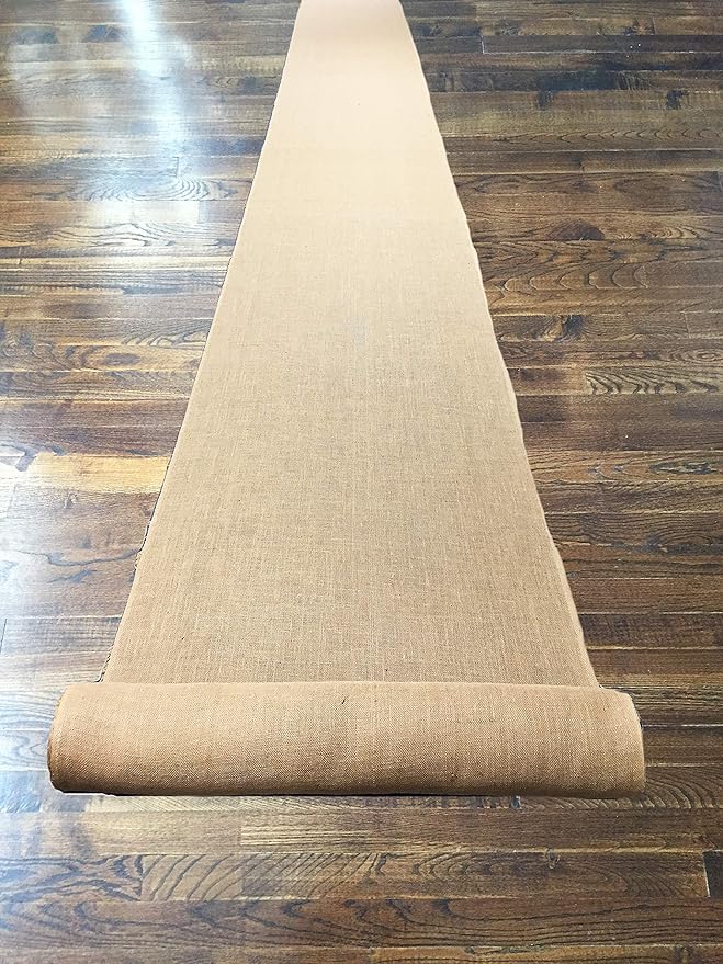 AAYU Burlap Fabric Aisle-Runner 34" by 60 feet Roll | 34 inch x 20 Yards | 10 oz | No Fray | Eco-Friendly, Natural Burlaps Roll | Landscaping Barriers | Gardening | Narrow Aisle Runner (60 feet)