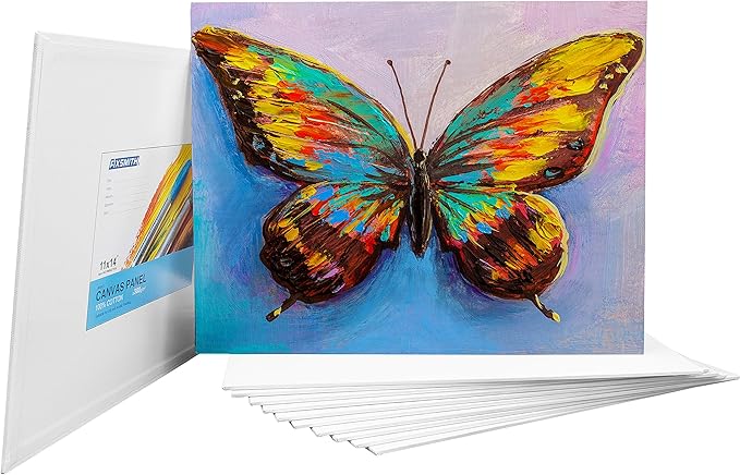 FIXSMITH Canvas Boards for Painting 11x14 Inch, Super Value 12 Pack White Blank Canvas Panels, 100% Cotton Primed, Painting Art Supplies for Professionals, Hobby Painters, Students & Kids
