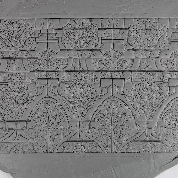 Floral Stonework Clay Texture Roller (4") - Seamless Set #02 - Embossing Pattern Roller for Polymer & Ceramic Clay, Pottery & Crafts