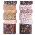 12 Rolls Flowers Washi Tape Set Floral Arts Adhesive Tapes Blooming Garden Decorative Masking Tape Sets for Craft, Kids, Scrapbook, DIY, Gift Wrapping (Flowers Blooms)