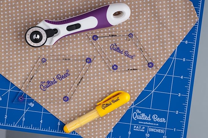 The Quilted Bear Diamond Quilting Templates – 8 Clear Non-Slip Acrylic Quilt Templates for Precise Fabric Cutting & Stress-Free Machine Quilting - Ideal for Quilt & Sewing Supplies (¾–3")