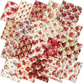 20 Pcs 10''x10'' Vintage Valentines Quilting Fabric Square Bundle Love Heart Precuts Quiltted Fabric Red and Pink Rose Printed Patchwork Supplies for DIY Material Sewing Craft Strips