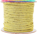 Mandala Crafts 3mm 50 Yds Roll of Metallic Gold Elastic Bands for Sewing - 1/8 Flat Elastics Cord - 1 8 Inch Braided Stretch Straps for Crafting