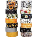 Vintage Bee & Floral Decorative Washi Tape Set - 14 Rolls Retro Honeycomb, Blossom Design craft tape Pack for Journaling, Scrapbooking,Junk Journal, Bullet Journaling , 2 Sizes Decorative Masking Tape