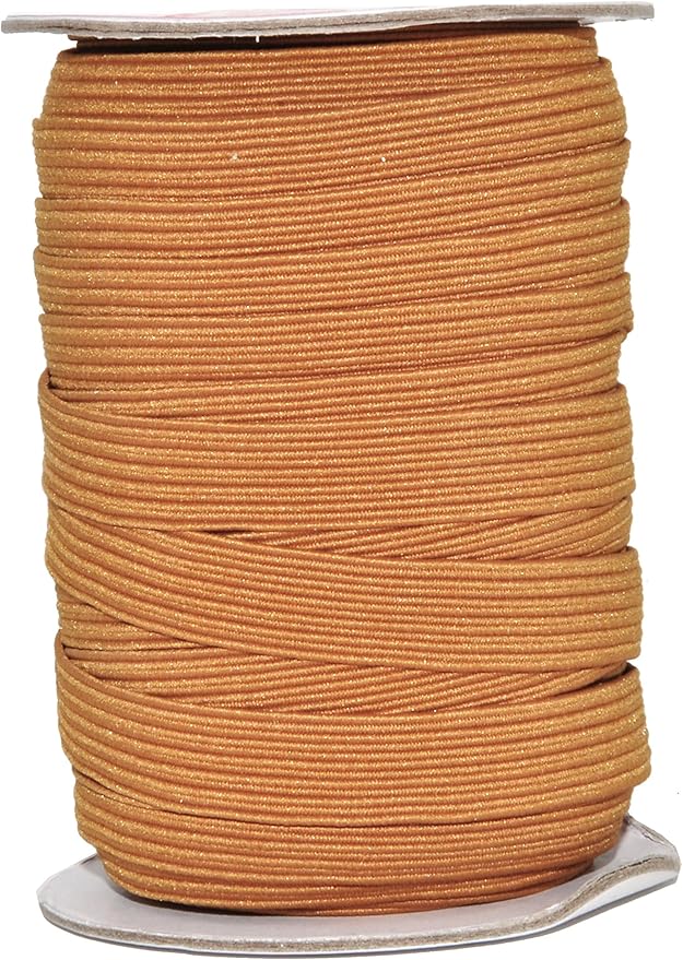 Mandala Crafts 12mm 20 Yds Roll of Russet Brown Elastic Bands for Sewing - 1/2 Flat Elastics Cord - 1 2 Inch Braided Stretch Straps for Crafting